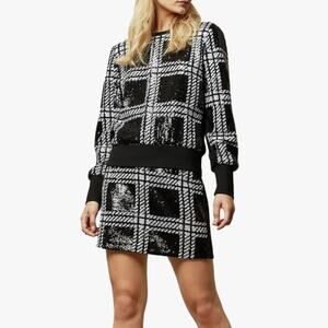 Ted Baker Black and White Plaid Women's Sweater